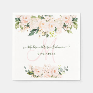 Monogram Rosa Rosor Eukalyptus Vid Alla Tillfällen Pappersservett