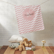 Monogram rosa sicksack babyfilt