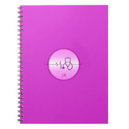 Monogram Rosa Sjukdomshjärtslag i magsäcken Anteckningsbok