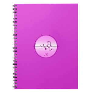 Monogram Rosa Sjukdomshjärtslag i magsäcken Anteckningsbok