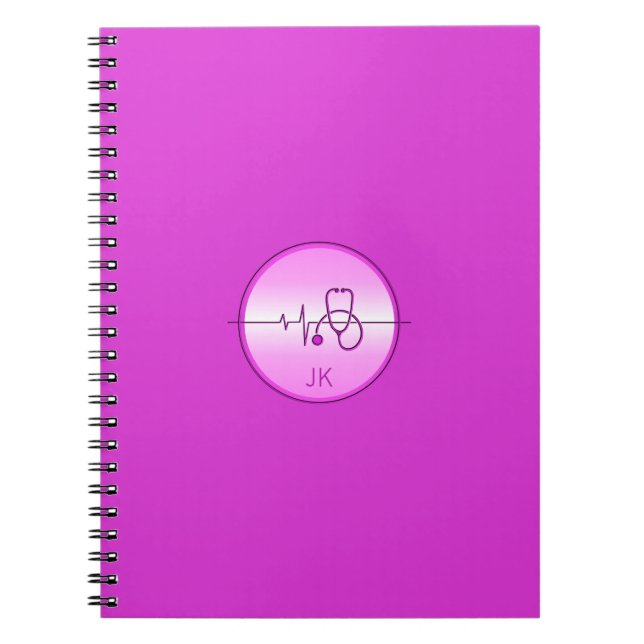 Monogram Rosa Sjukdomshjärtslag i magsäcken Anteckningsbok (Framsidan)