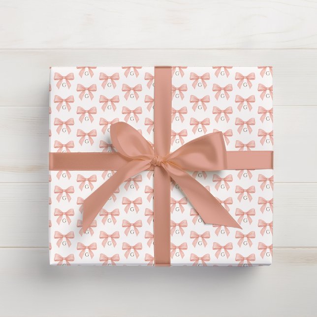 Monogram Rosa Slinga Vattenfärg Presentpapper (Skapare uppladdad)