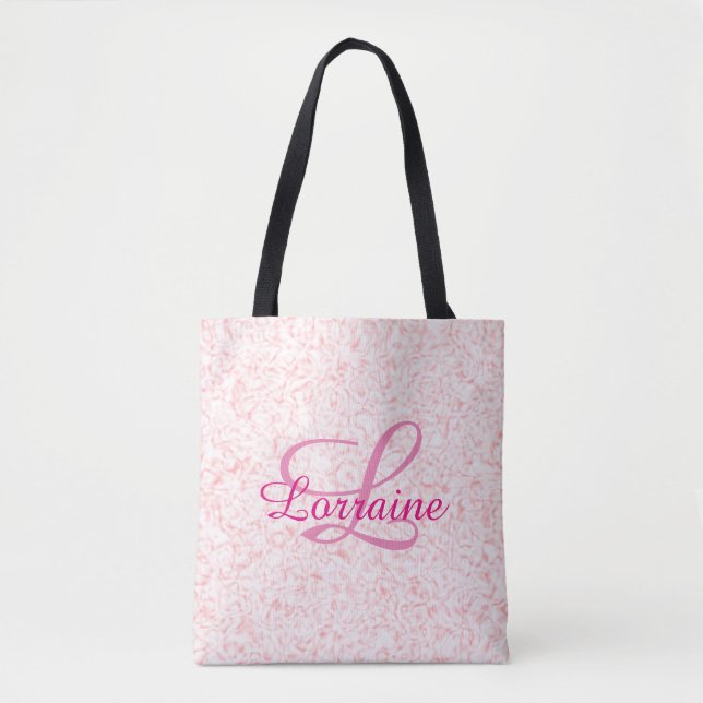 Monogram Rosa Speckle & Swirl Tote Tygkasse (Framsida)