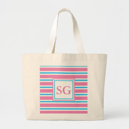 Monogram Rosa Stripe/Beach Jumbo Tygkasse