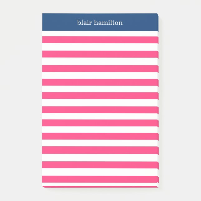Monogram Rosa Stripe Post-it Block (Framsida)