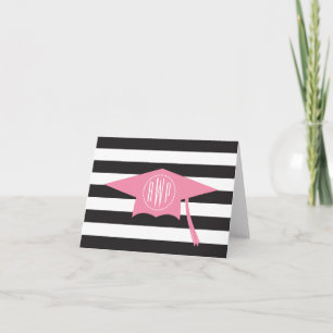 Monogram Rosa Studentmössa + Black Rand Anteckningskort