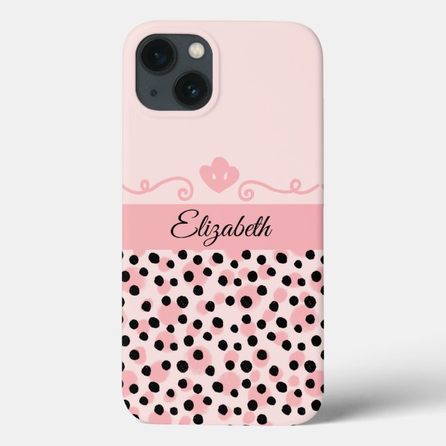 Monogram Rosa Svart Leopard Gepard Tryck Trendigt (Baksida)