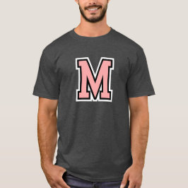 Monogram Rosa Svart Vit College Initial M T Shirt