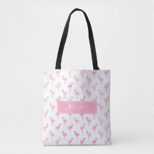 Monogram Rosa Tropical Flamingo Sommar Mönster Tygkasse