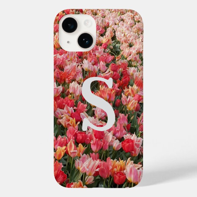 Monogram Rosa Tulip Flower iphone case (Baksida)