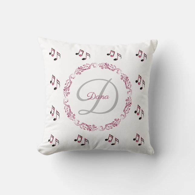 Monogram Rosa Vintage Ro Musik noter Kudde (Framsida)