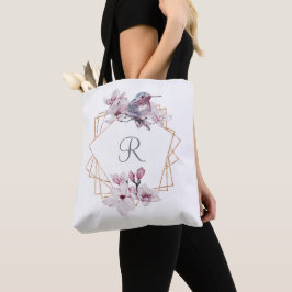 Monogram Rosa Vita Magnolior Guld Ram Tygkasse