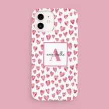 Monogram Rosa Watercolor Heart Mönster