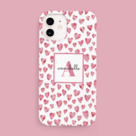 Monogram Rosa Watercolor Heart Mönster