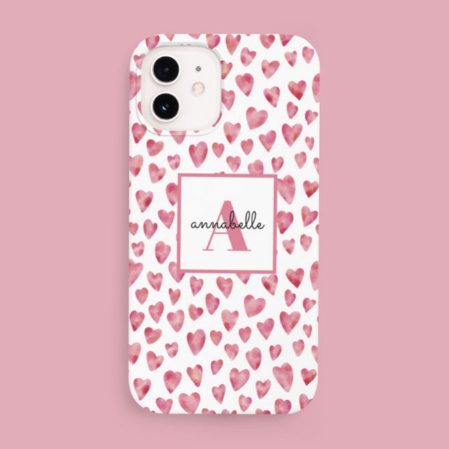 Monogram Rosa Watercolor Heart Mönster (Skapare uppladdad)
