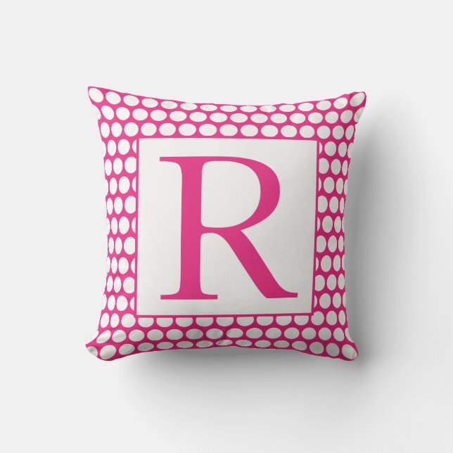 Monogram Rosa White Polka dots Colorful Bright Kudde (Framsida)