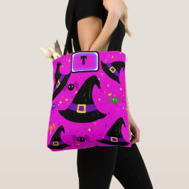 Monogram Rosa Witches Halloween Hats Tygkasse