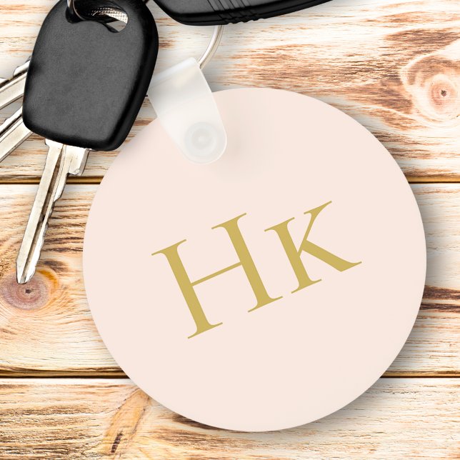 Monogram rosabränd guld elegant chic personlig mon nyckelring (Skapare uppladdad)