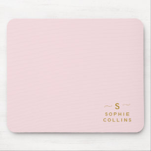 Monogram Rosapink Guld Minimalistisk Elegant Namn Musmatta