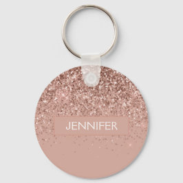 Monogram rosé förgylld glitter & gnista nyckelring