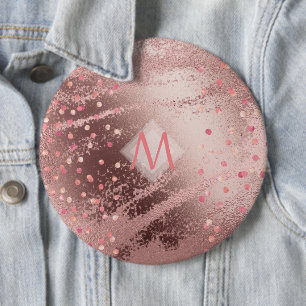 Monogram ROSEGOLD Metallic Foil Confetti utseende Knapp