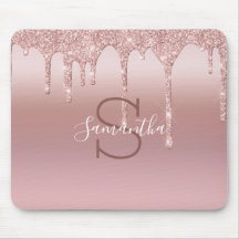 Monogram roséguld glitter dropp blush rosa trendig