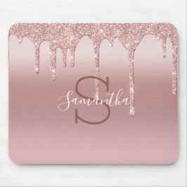 Monogram roséguld glitter dropp blush rosa trendig musmatta