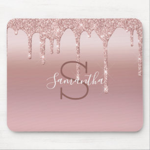 Monogram roséguld glitter dropp blush rosa trendig musmatta