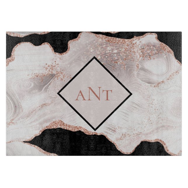 Monogram Roséguld Glitteragat Svart Vitt Virvel (Framsidan)