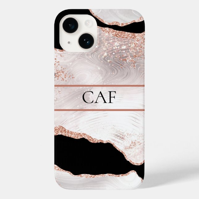 Monogram Roséguld Glitteragat Svart Vitt Virvel (Baksida)