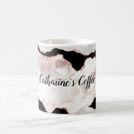 Monogram Roséguld Glitteragat Svart Vitt Virvel Kaffemugg