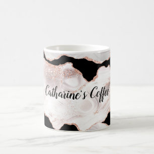 Monogram Roséguld Glitteragat Svart Vitt Virvel Kaffemugg