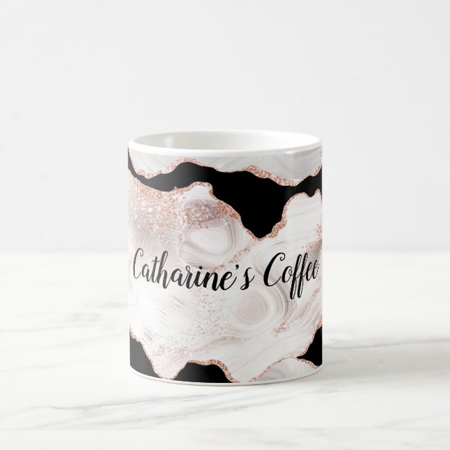 Monogram Roséguld Glitteragat Svart Vitt Virvel Kaffemugg (Center)