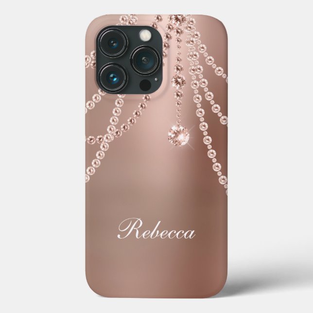 Monogram Roséguld Pärlor Diamanter Bling Glam  (Baksida)
