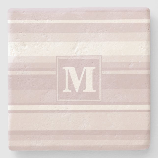 Monogram rosenkvartsränder stenunderlägg (Framsidan)