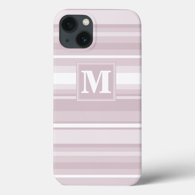 Monogram roskvartsränder Case-Mate iPhone-fodral (Baksida)