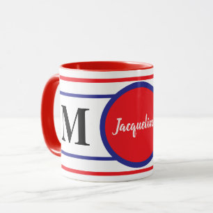 Monogram Rött vitt blått Mugg