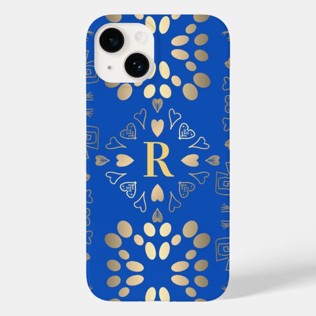 Monogram Royal Blue Guld Mönster (Baksida)