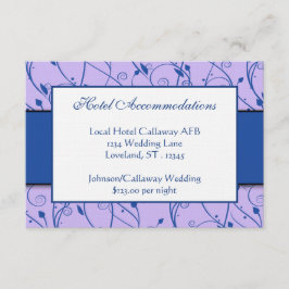 Monogram Royal Blue Lilac Blommigt Swirl Bröllop Tilläggskort