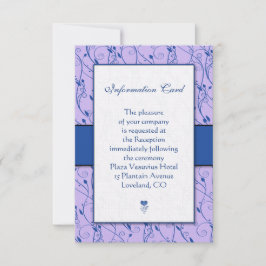 Monogram Royal Blue Lilac Bröllop djurutrymmeskort Inbjudningar
