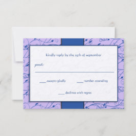 Monogram Royal Blue Lilac Swirl Bröllop OSA Inbjudningar