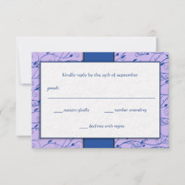 Monogram Royal Blue Lilac Swirl Bröllop OSA Inbjudningar