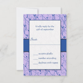 Monogram Royal Blue Lilac Swirl Bröllop OSA Inbjudningar
