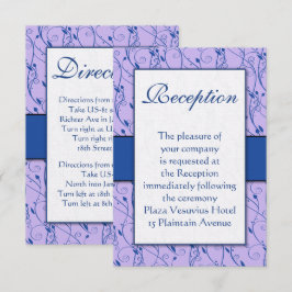 Monogram Royal Blue Lilac Swirl bröllopsmottagning Inbjudningar