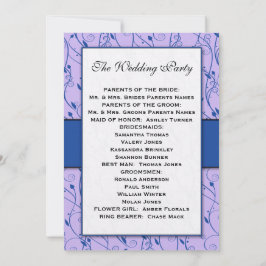 Monogram Royal Blue Lilac Swirl Bröllopsprogram Inbjudningar