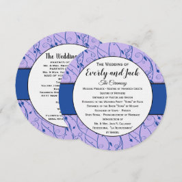 Monogram Royal Blue Lilac Swirl Bröllopsprogram Inbjudningar