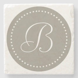 Monogram rund aluminium/vit prickgräns stenunderlägg