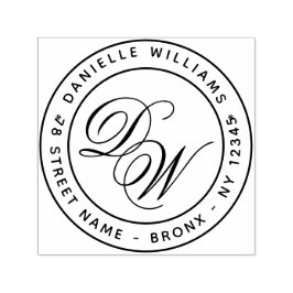 Monogram Rund Returadress Elegant Kalligrafi Självfärgande Stämpel