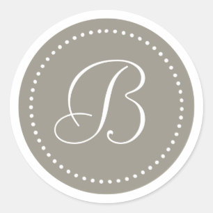 Monogram Runda Aluminium Silver/White Dot Gräns Runt Klistermärke