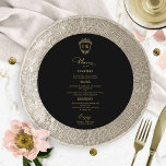 Monogram runt Bröllop-menykort, svart och Guld Meny<br><div class="desc">Ett enkelt menykort för calligraphy bröllop i chic. Jag erbjuder en kostnadsfri anpassningstjänst. Om du har några frågor eller speciella förfrågningar kan du kontakta mig.</div>
